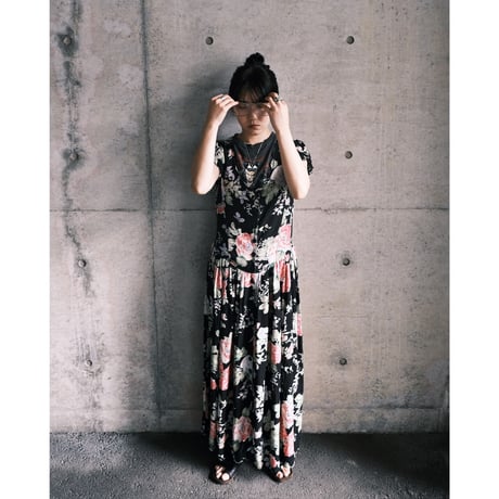flower rayon dress “black”