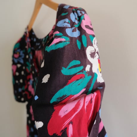 flower × dot print tunic / made in USA