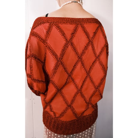 leather × crochet tops