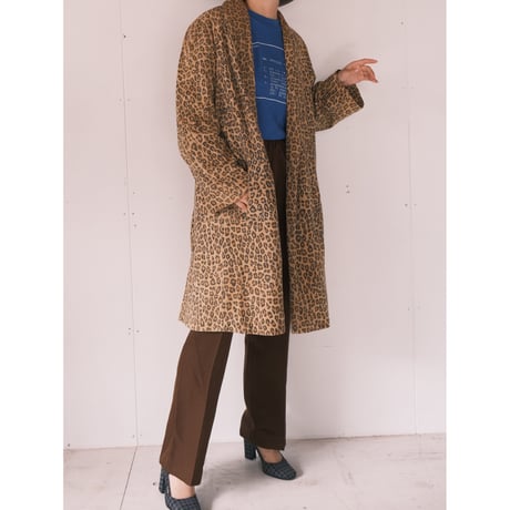 leopard leather coat / made in USA