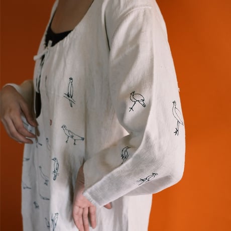 eski. × 画楽　hand paint linen dress "birds"