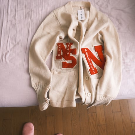 〜70s vintage lettered knit cardigan