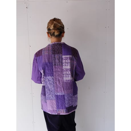 quilting no-collar jacket / purple