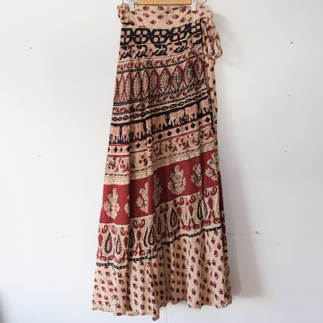 ethnic design wrap skirt / elephant