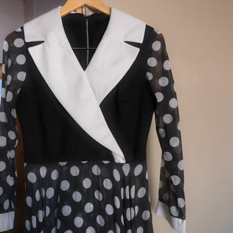 70s vintage / see-through polka dot dress