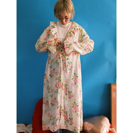 〜70's flower print frill dress