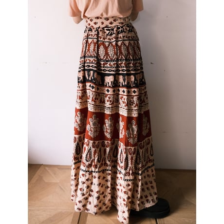 ethnic design wrap skirt / elephant