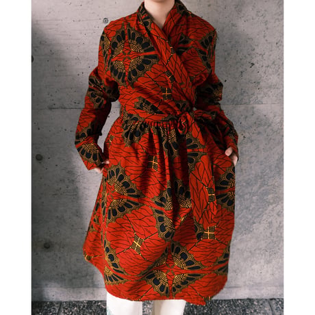batik wrap dress / red