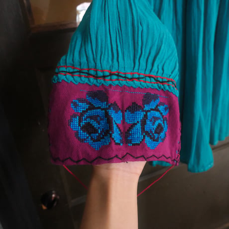 embroidery turquoise blue blouse