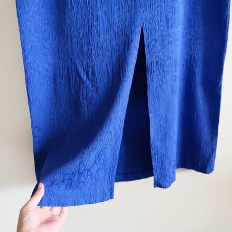 no-sleeve flower designed blue dress