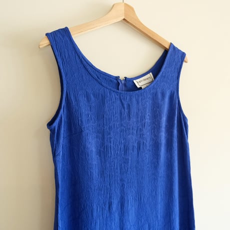 no-sleeve flower designed blue dress