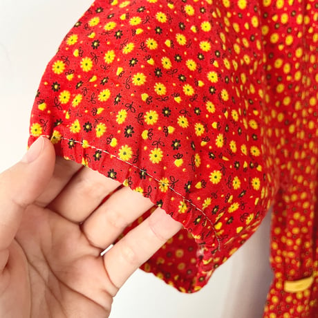 hand made dress “red×yellow flower”
