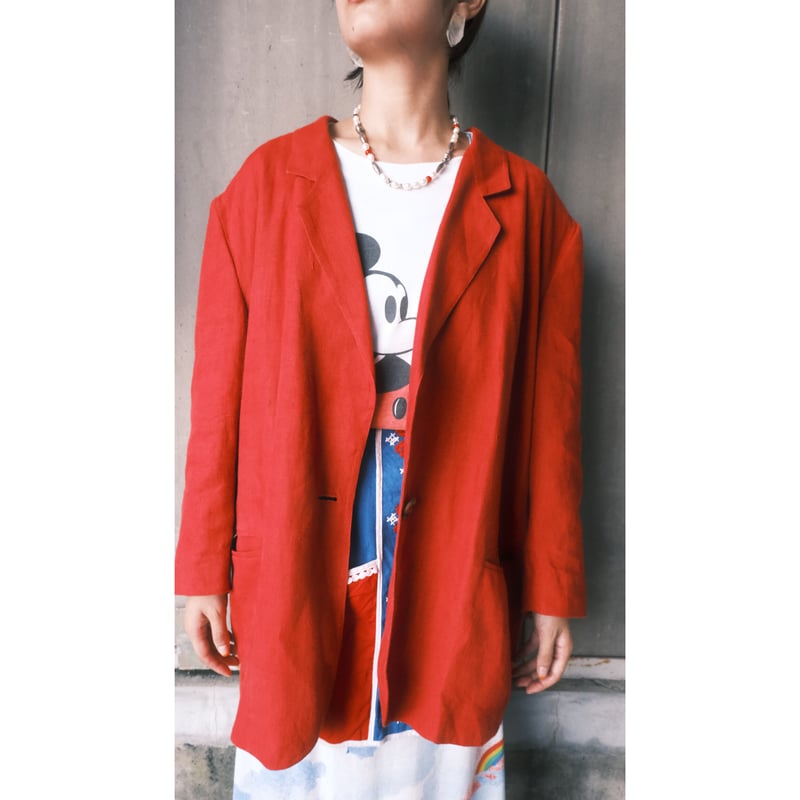 PERTE-BY-KRIZIA / linen tailored jacket / red |...