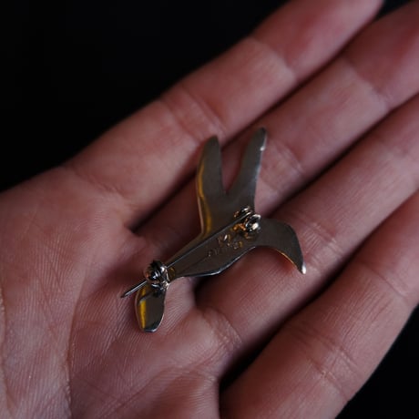 Indian jewelry / silver brooch "humming bird"