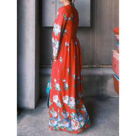 〜70s bellsleeve flower dress