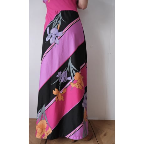 70s vintage flower print poly dress