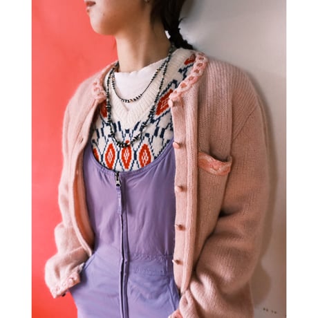 mohair cardigan with beads embroidery