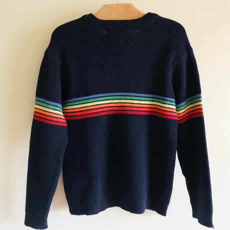 ski knit / navy × rainbow