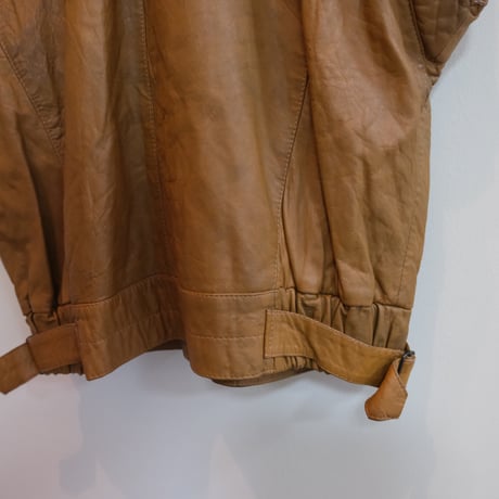 leather big vest / camel