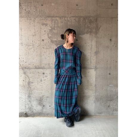 〜80s karin stevens/long check dress