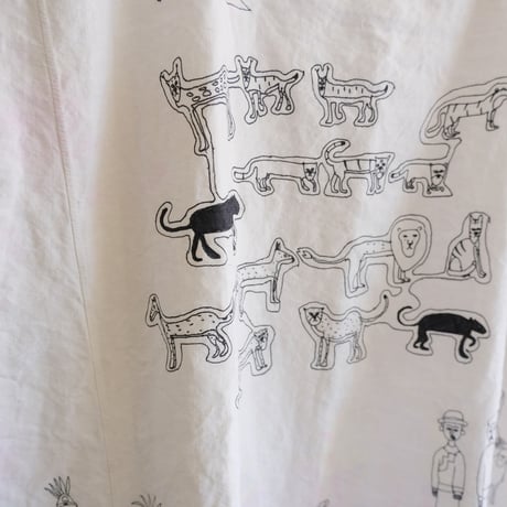 eski. × 画楽 / hand paint antique linen dress