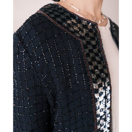lamé×beads silk jacket