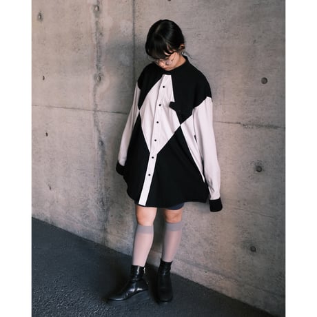 monotone stand collar shirt