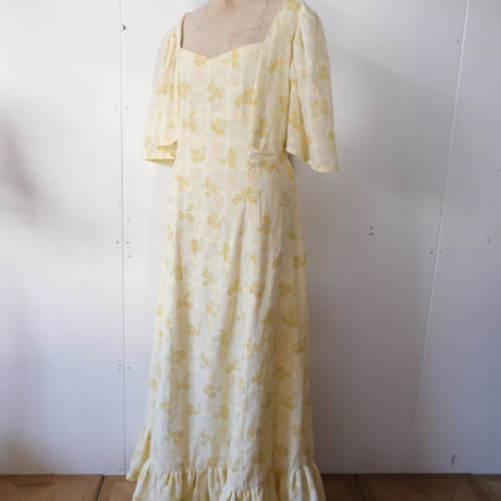 70's vintage / flower dress / yellow