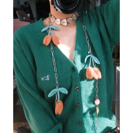eski. original shell chain necklace "cherry"
