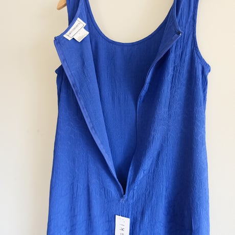 no-sleeve flower designed blue dress