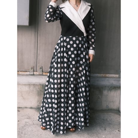 70s vintage / see-through polka dot dress