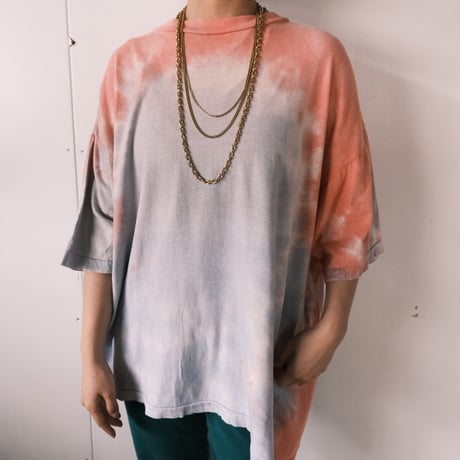 tie-dye big tee / pink × gray