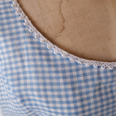 70s gingham check N/S dress