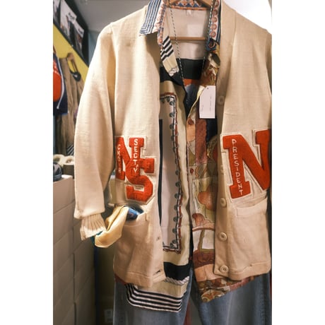 〜70s vintage lettered knit cardigan