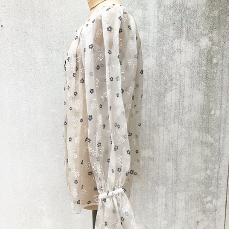 vtg yves saint laurent / flower paint silk organdie blouse