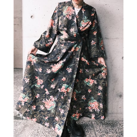 floral print black wrap dress