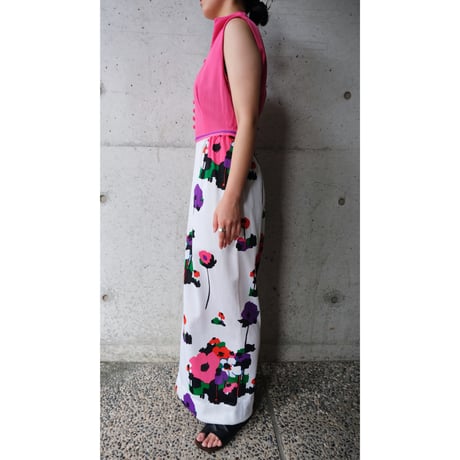70s no-sleeve dress “pink×flower“