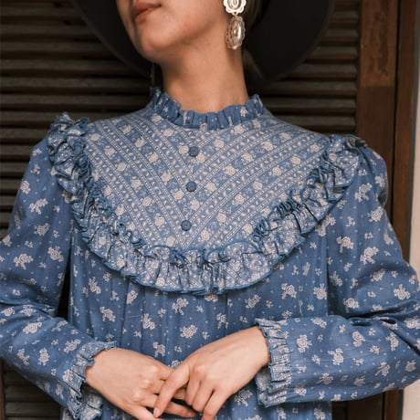 70s cotton flower dresss