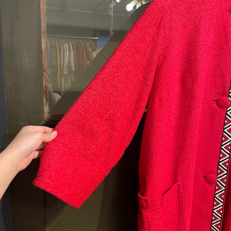 ethnic embroidery cotton coat “red”