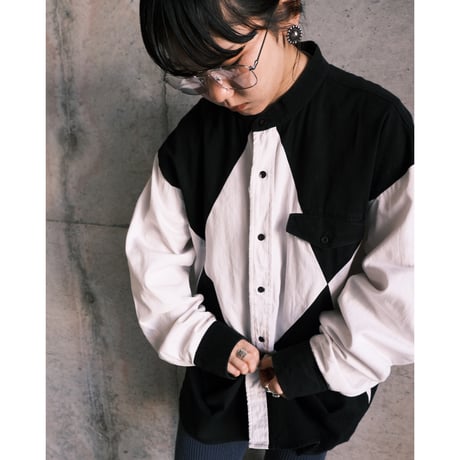 monotone stand collar shirt