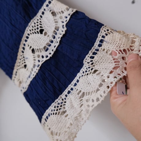 cotton × lace dress / navy