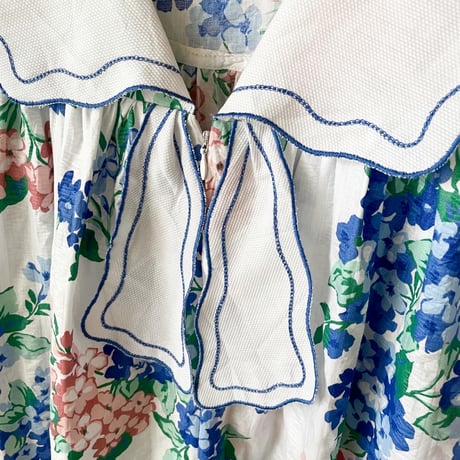 flower dress with big collar / made in USA