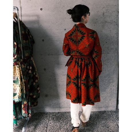 batik wrap dress / red