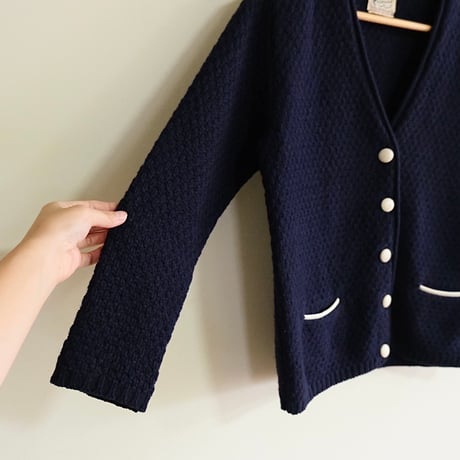 60s Navy Wool Cardigan