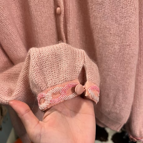 mohair cardigan with beads embroidery