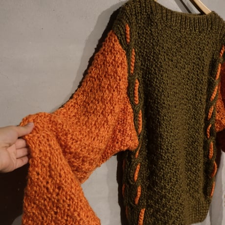 orange × brown hand knit