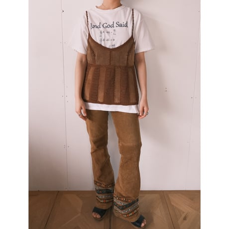 leather flare pants with tyrol tape