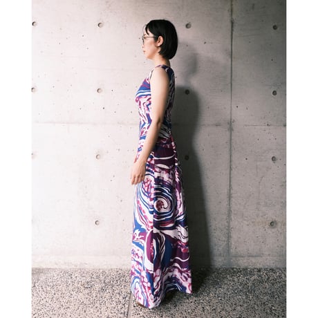 70s Hawaiian designed dress “purple×blue”