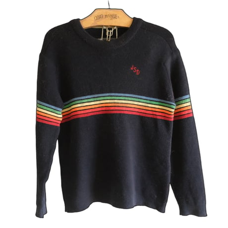 ski knit / navy × rainbow