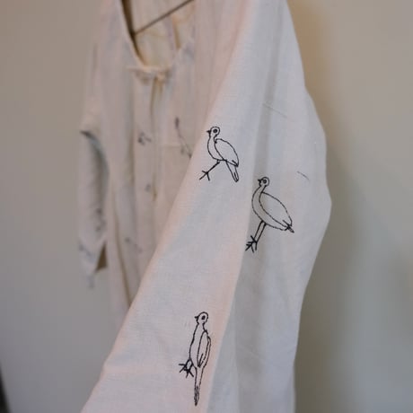 eski. × 画楽　hand paint linen dress "birds"